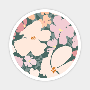 Peach and pink floral field Magnet